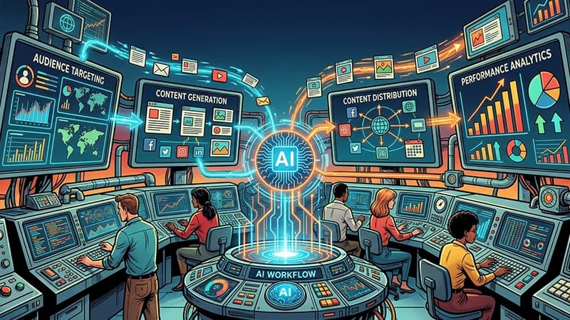 AI workflow for content marketing from idea to publishing using AI tools
