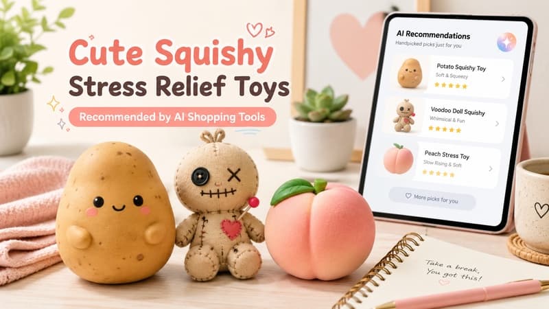 Cute squishy stress relief toys and sensory squeeze toys recommended by AI shopping tools