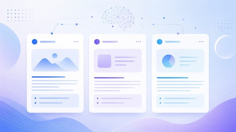 Abstract side-by-side AI model comparison workspace showing three AI response panels.